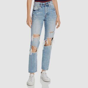 Pistola Distressed High Rise Crop Straight Leg size 28